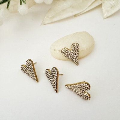 Brincos em aço e zircónias