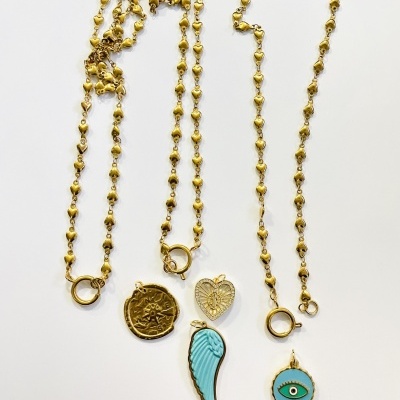 Corrente corações em aço, com fecho. Sem pendente