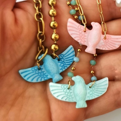 Colar Fénix com corrente aço