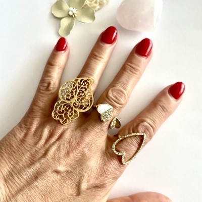 Anéis em aço ajustáveis - dourados #202