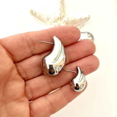 Argolas gotas prateadas #26