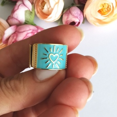 Anéis em aço ajustáveis rosa #32