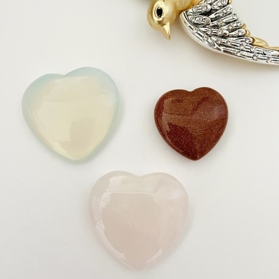 Corações - pedra do sol, pedra lua e quartzo rosa