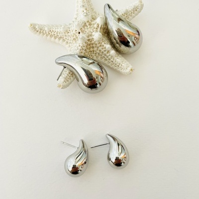 Argolas gotas prateadas #26