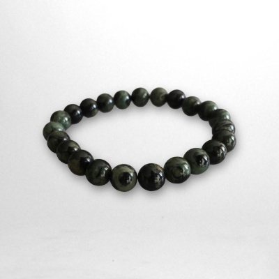 Pulseiras elásticas, com pedras naturais - Jaspe verde escuro