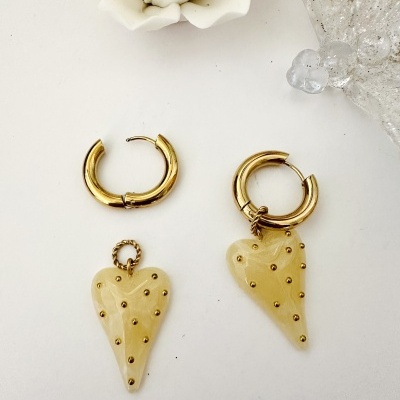 Brincos coração marfim  #4*