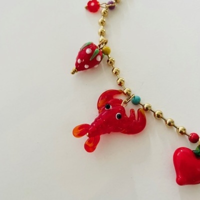 Colar bolinhas e pendentes -  aço e vidro ❤️#14