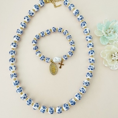 Colar contas cerâmica