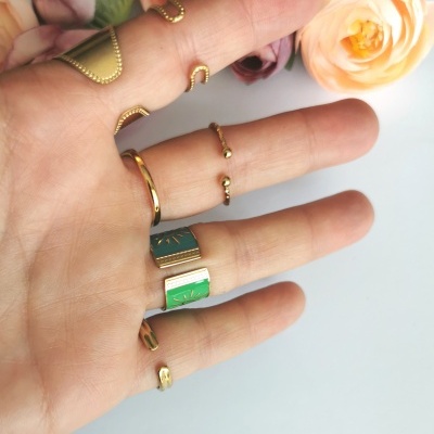 Anéis em aço ajustáveis rosa #32