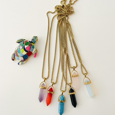 Colar cristais e pedras naturais