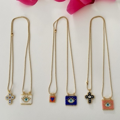 Colares Escapulário com missangas japonesas #10