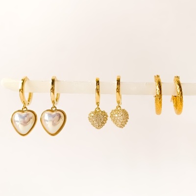 Argolas com corações e argolas simples #44