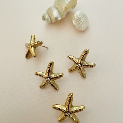 Brincos estrela do mar com zircónia