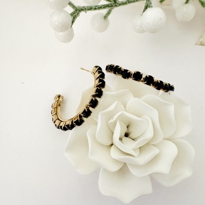 Argolas strass preto *