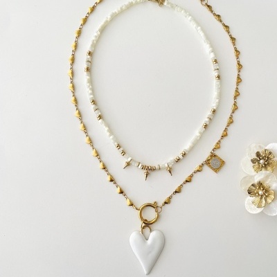 Colar S. Bento coração ou colar pedras brancas ❤️