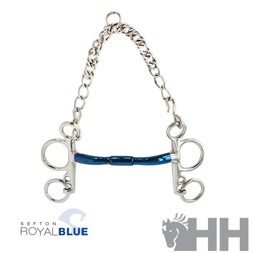 FREIO SEFTON ROYAL BLUE PELHAM EMBOCADURA RETA GIRATÓRIA COM ARCO