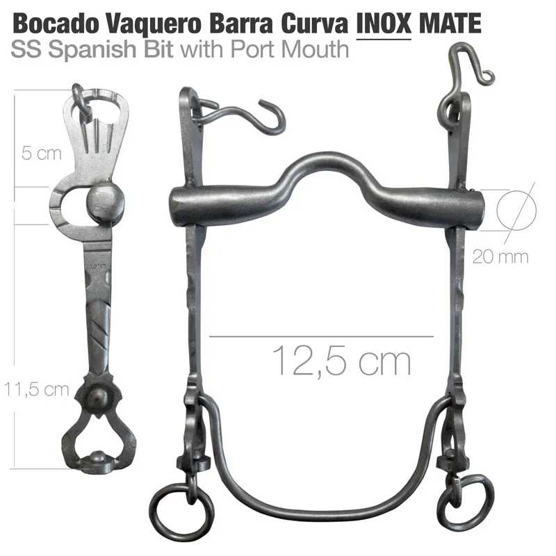 FREIO VAQUEIRO B/CURVA 2D INOX MATE 12.5cm