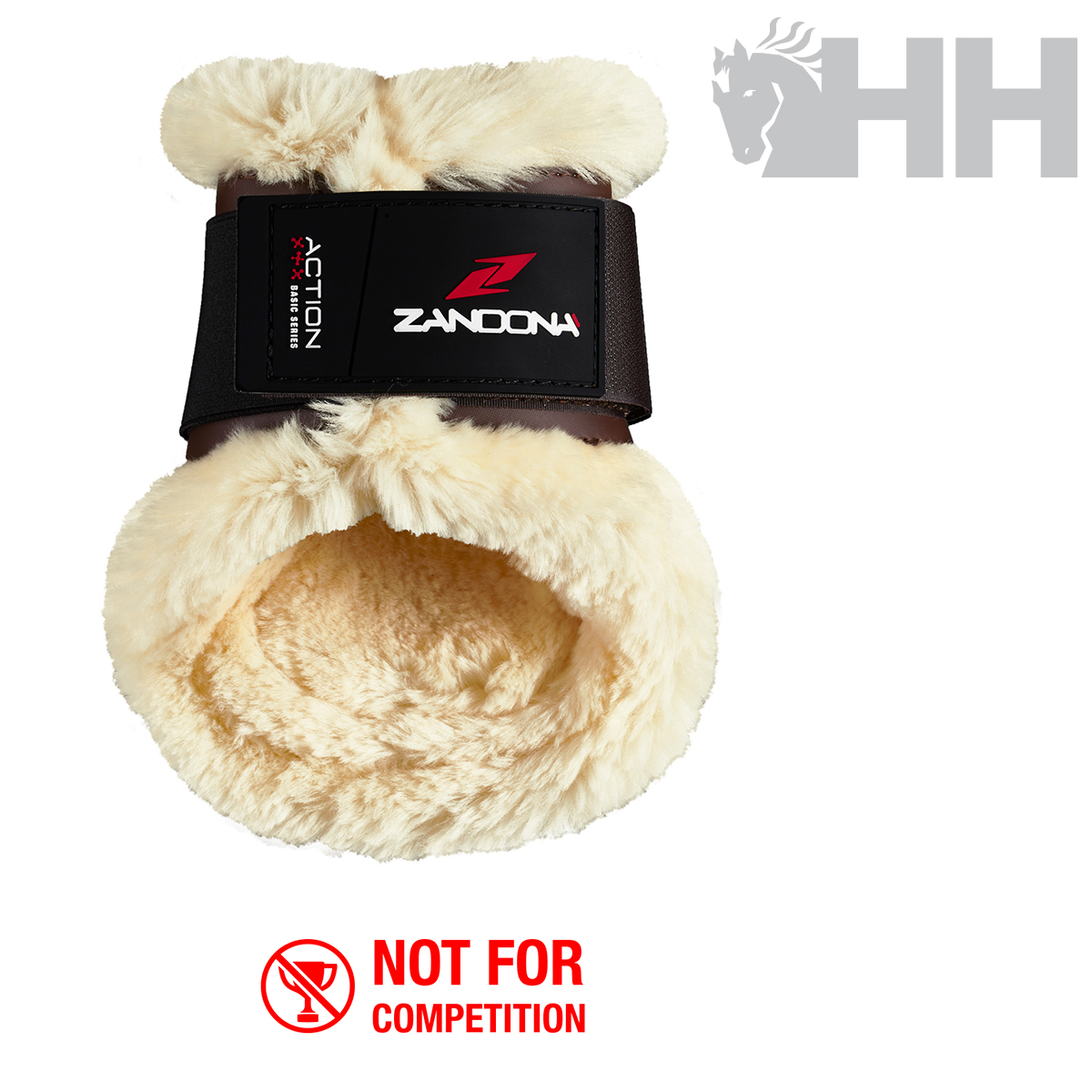 Protector para casco Zandoná em pele sintética creme com faixa preta e texto NOT FOR COMPETITION