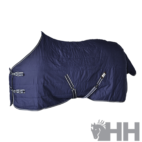 Cobertura azul escura para cavalo com fechos metálicos e cinto ajustável