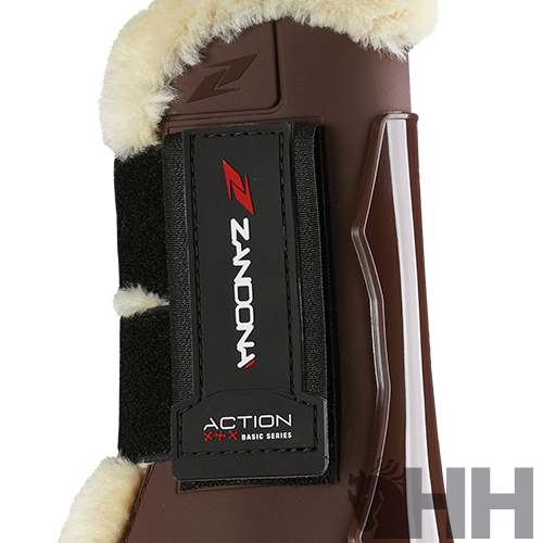 Protetor de equitação castanho com pelúcia creme e etiquetas ZANDONÀ ACTION BASIC SERIES