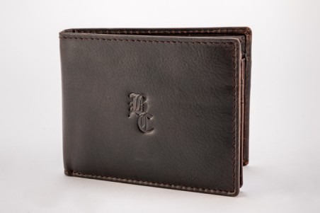 Carteira preta em pele com logótipo BC em relevo