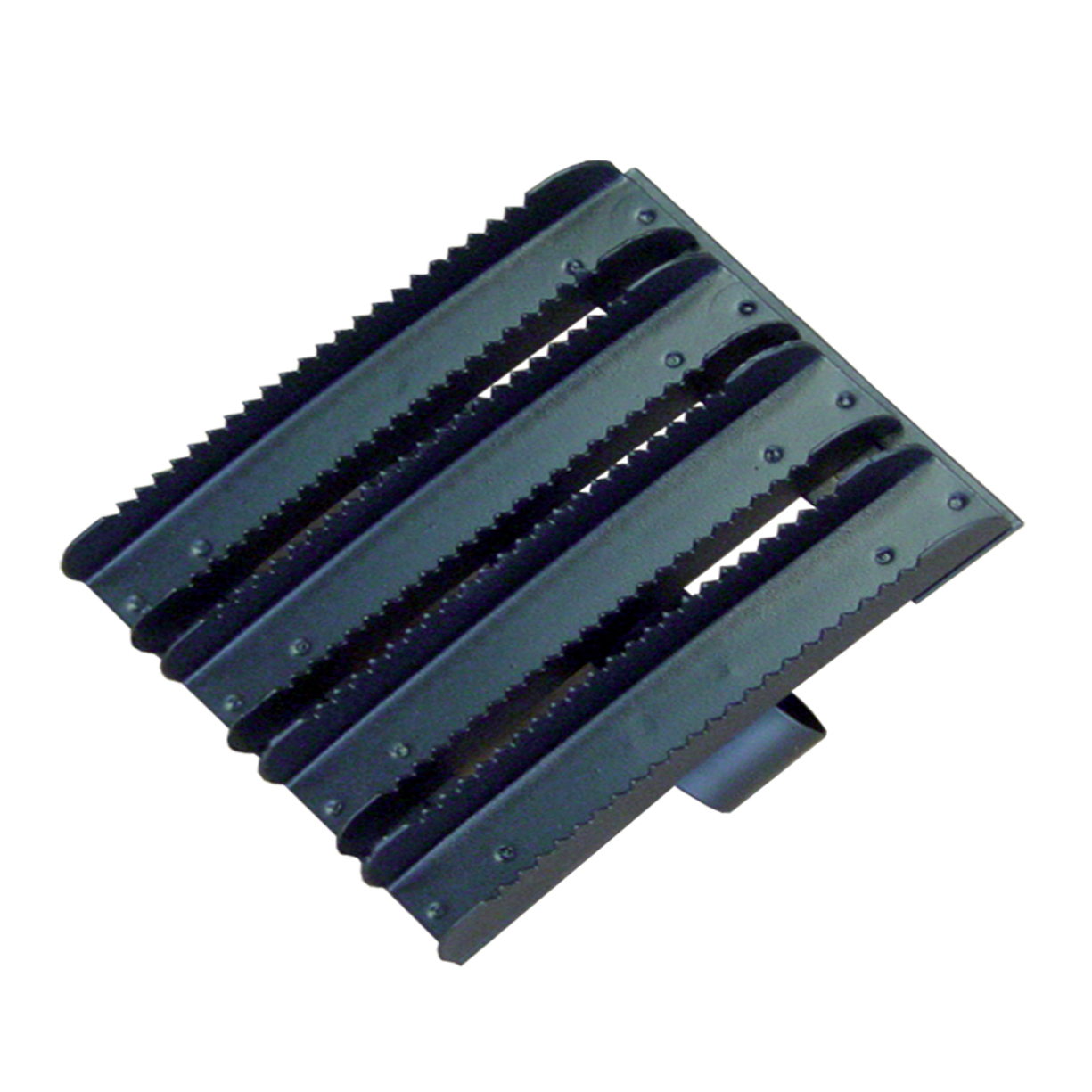 Suporte metálico preto com barras serrilhadas