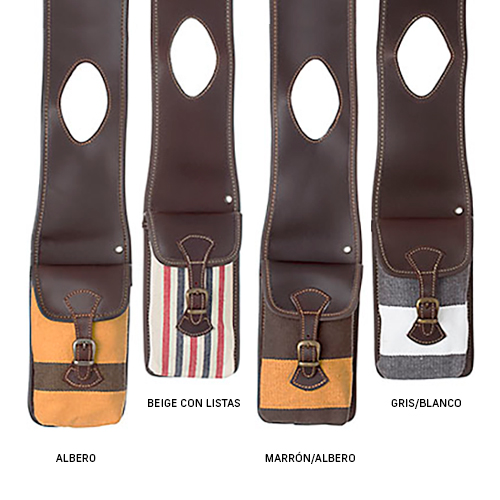 Capas de guitarra castanhas com bolsos em tecido colorido