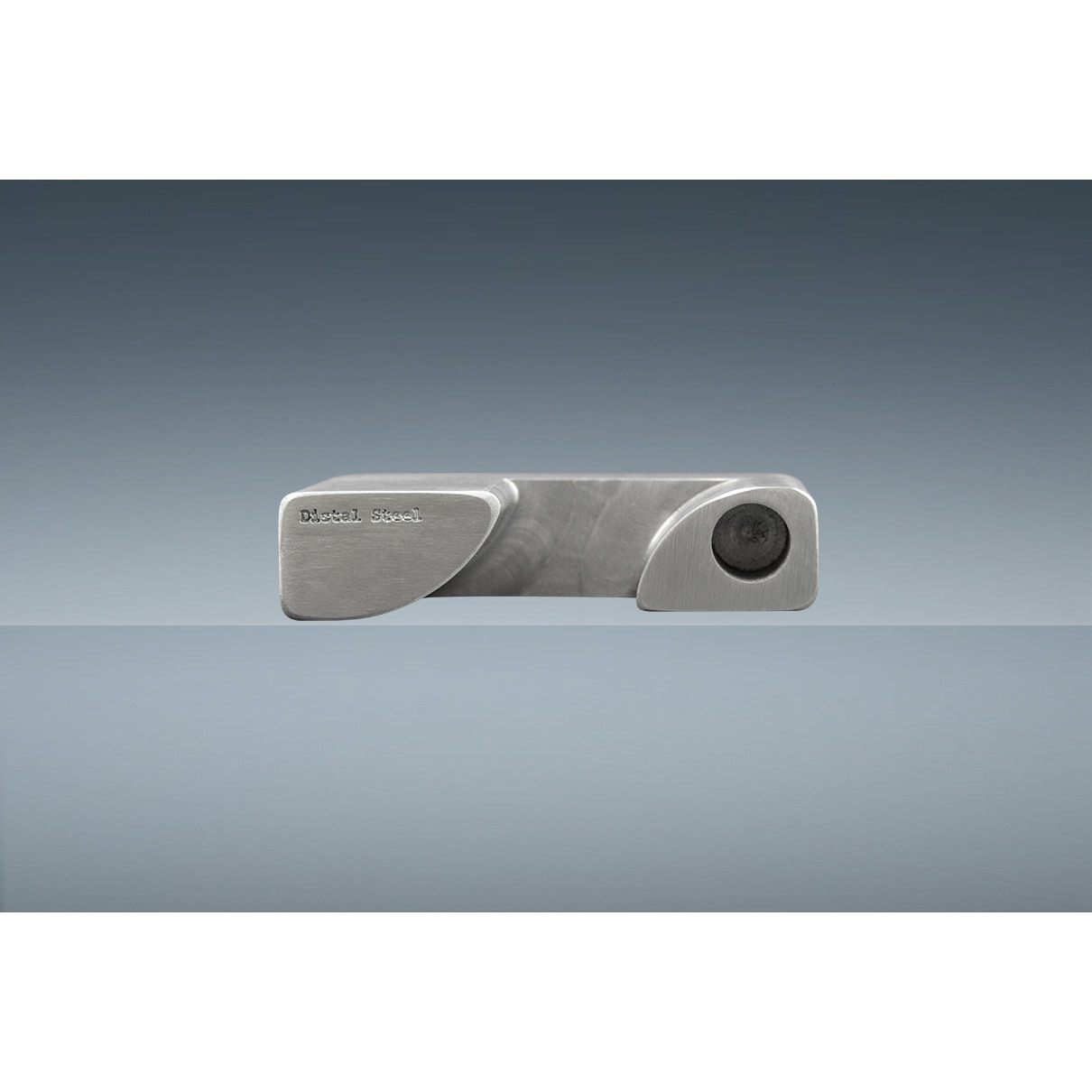 Abridor de cartas metálico cinzento com roda preta