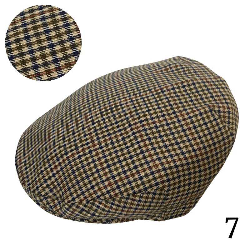 Boina pied-de-poule castanho bege azul número 7