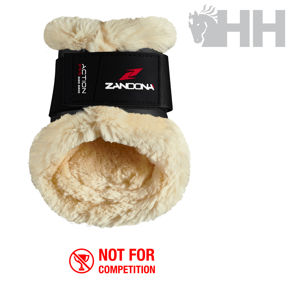 Protector de casco Zandona preto com interior de pelo sintético bege