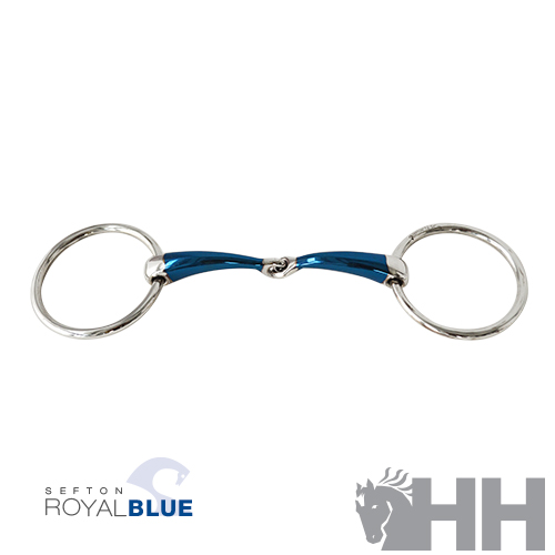 BRIDÃO SEFTON ROYAL BLUE ARGOLA EMBOCADURA PARTIDA CURVA COM BLOQUEIO GROSSURA 14 MM