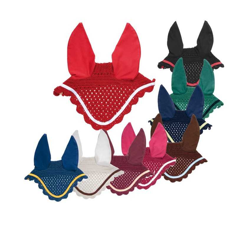 Toucas para cavalo com orelhas em várias cores e tricotadas