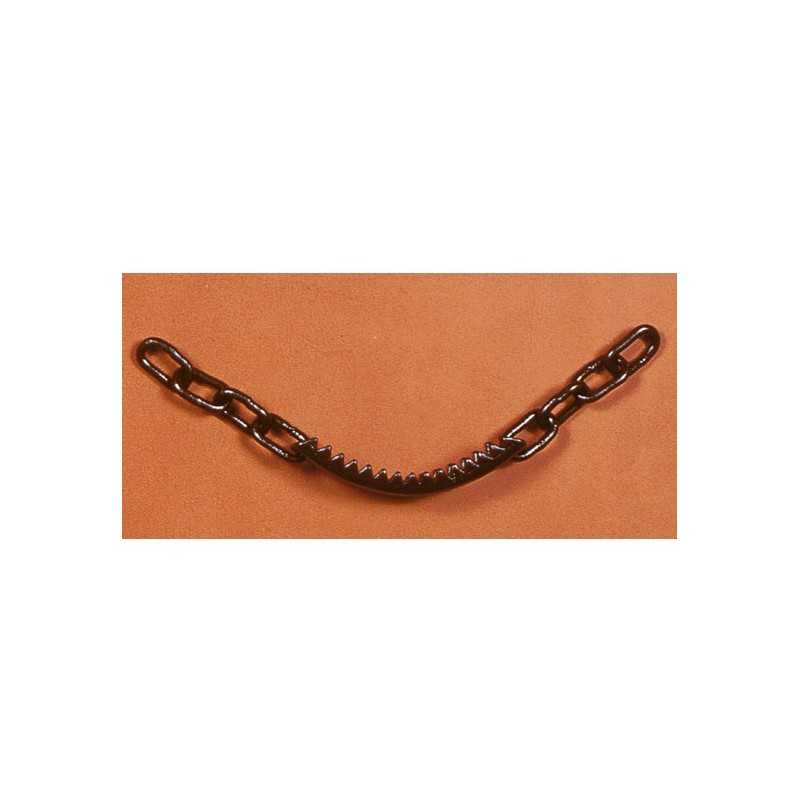 Corrente metálica preta com elos grandes e segmento dentado