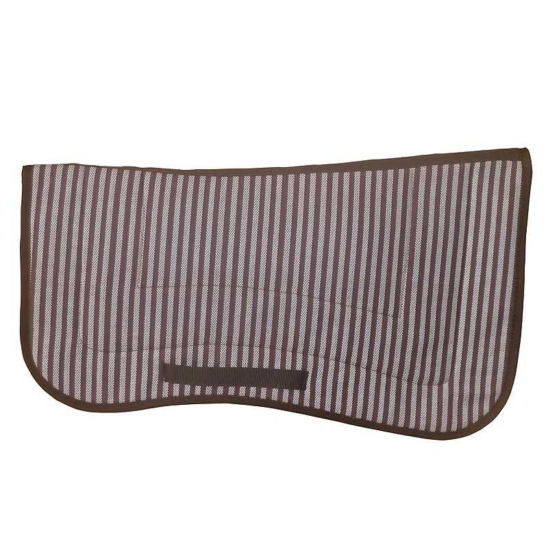 Tapete ou manta para cavalo riscada castanha e branca com bordas castanhas