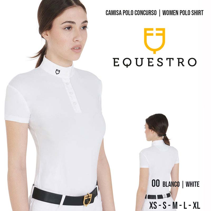 Camisa polo branca para mulher com logotipo EQUESTRO