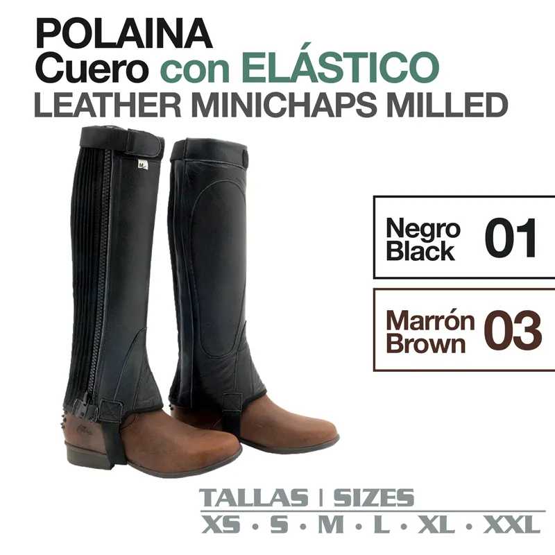 POLAINAS COURO C/ELÁSTICO PRETO