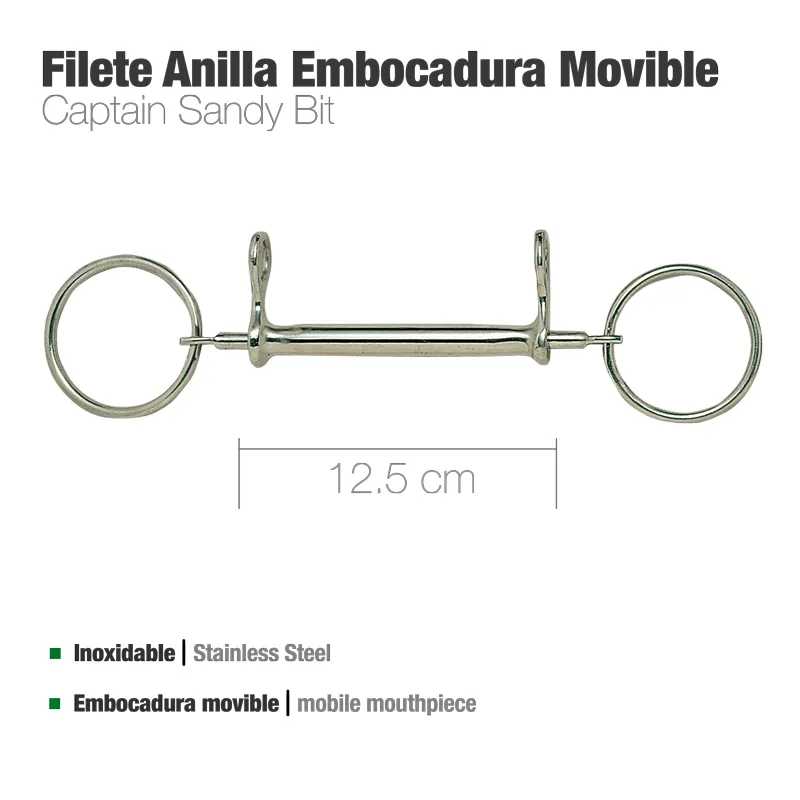 BRIDÃO DE ARGOLAS  INOX EMBOCADURA MOVEL 25426-12.5 CM