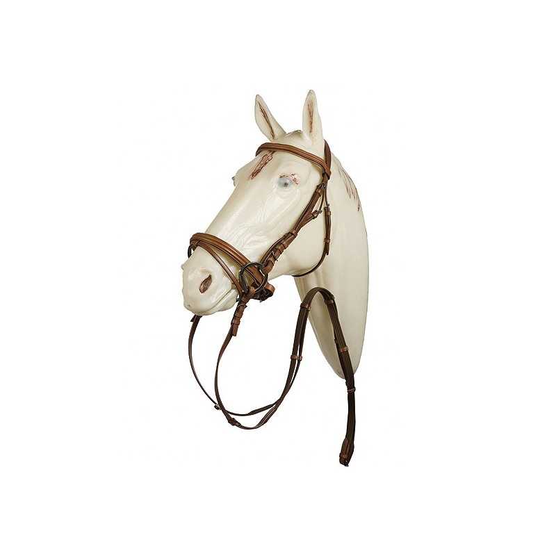 Cabeçada de couro inglês com testeira e focinheira ovaladas