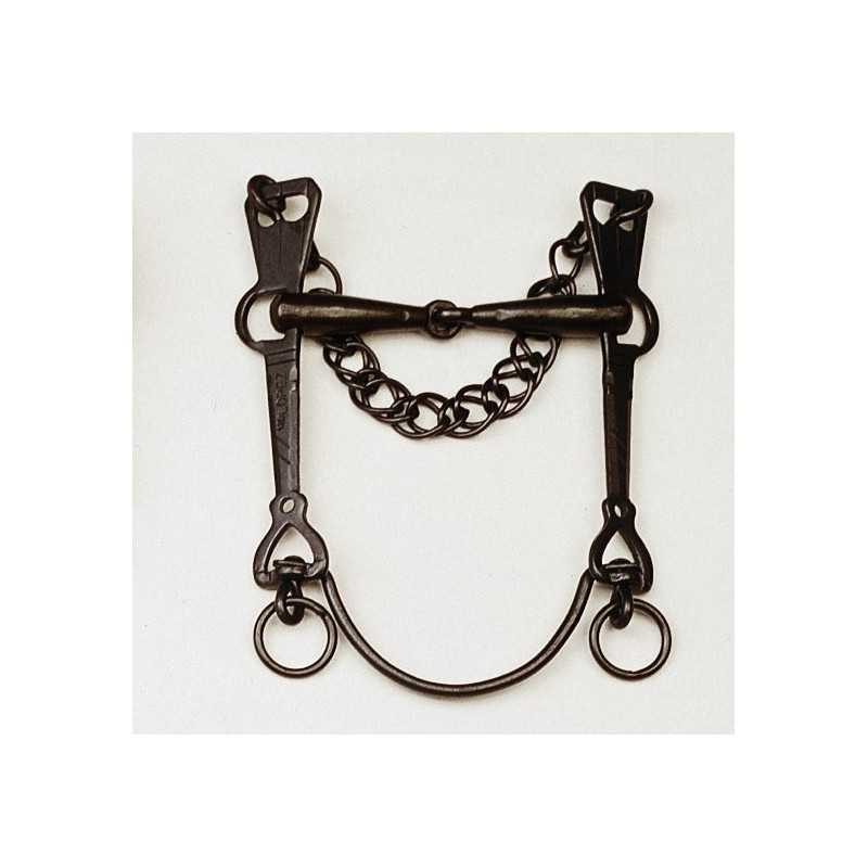 FREIO EMBOCADURA ARTICULADA BARRA CURVA PAVONADO