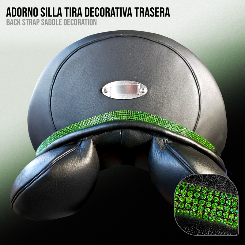 Adorno de sela preta com tira verde brilhante decorativa