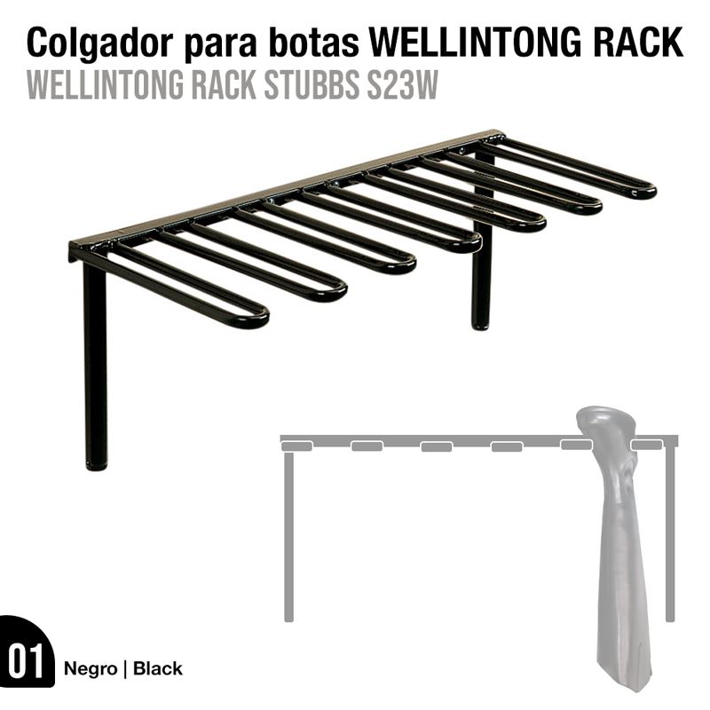 Colgador para botas preto de metal com várias barras paralelas