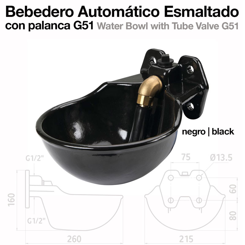 BEBEDOURO  AUTOMÁTICO ESMALTADO COM VÁVLULA G51 PRETO