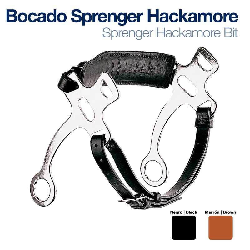 Peça de equipamento equestre Sprenger Hackamore com aço e couro preto