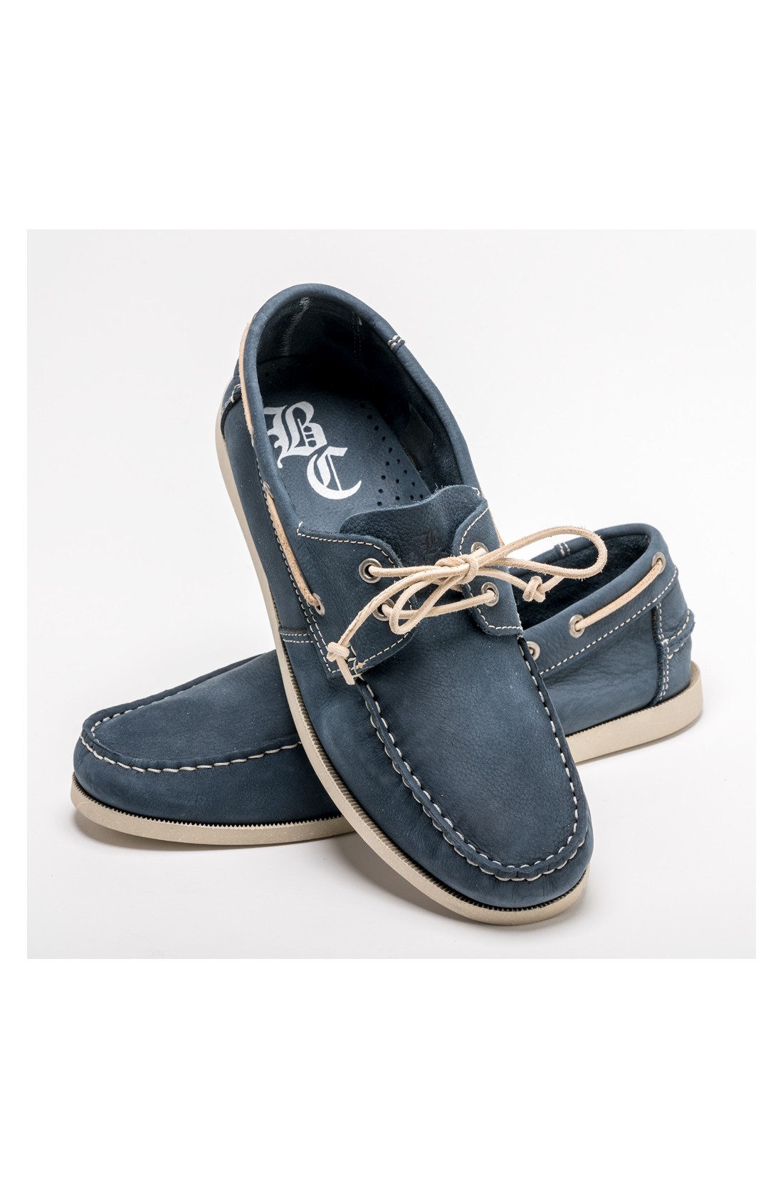 SAPATO DE COURO AZUL BRITISH COTTON