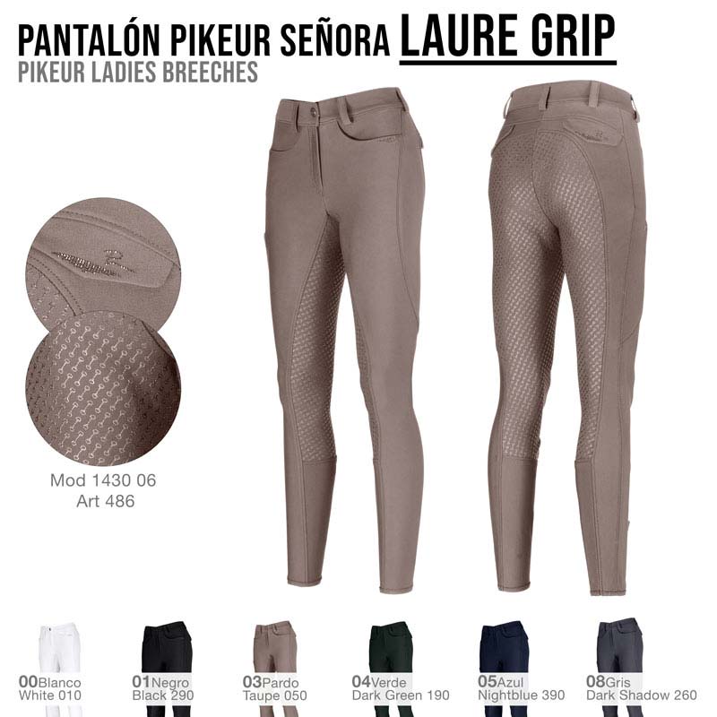 Calças para senhora Pikeur Laure Grip taupe com grip antiderrapante