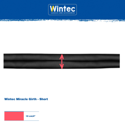 Cabresto curto preto texturado Wintec Miracle Girth com indicação de largura