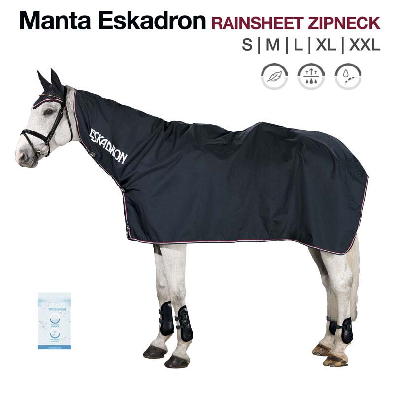 Manta preta para cavalo Eskadron com zip no pescoço