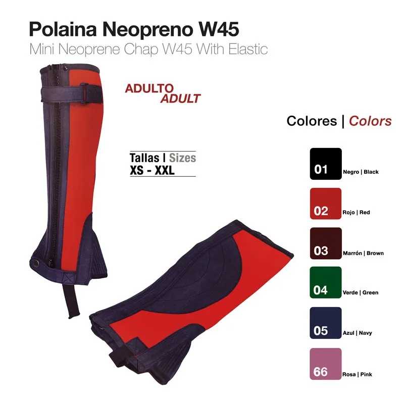 Polaina neopreno W45 adulto em várias cores e tamanhos