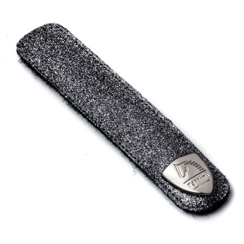 Limitador ou capa preta texturizada com emblema prateado VESTEM