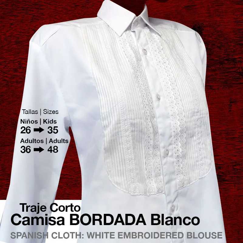 TRAJE CURTO: CAMISA BORDADA 26 CRIANÇA